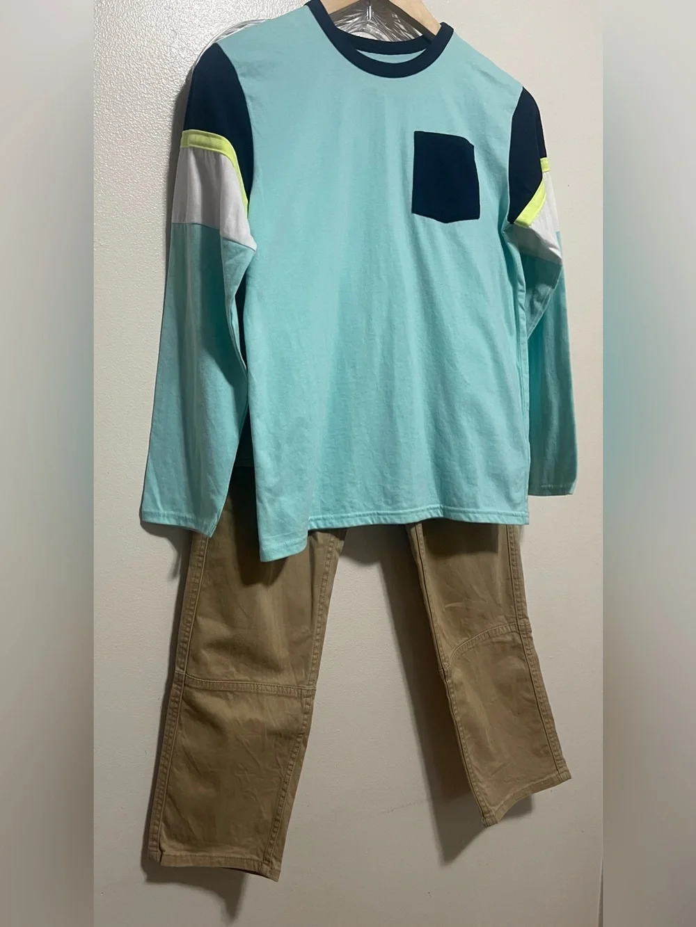 The Children's Place Mint, Navy & Neon Long-Sleeve Colorblock Tee